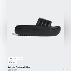 Adidas ADILETTE PLATFORM SLIDES in core black